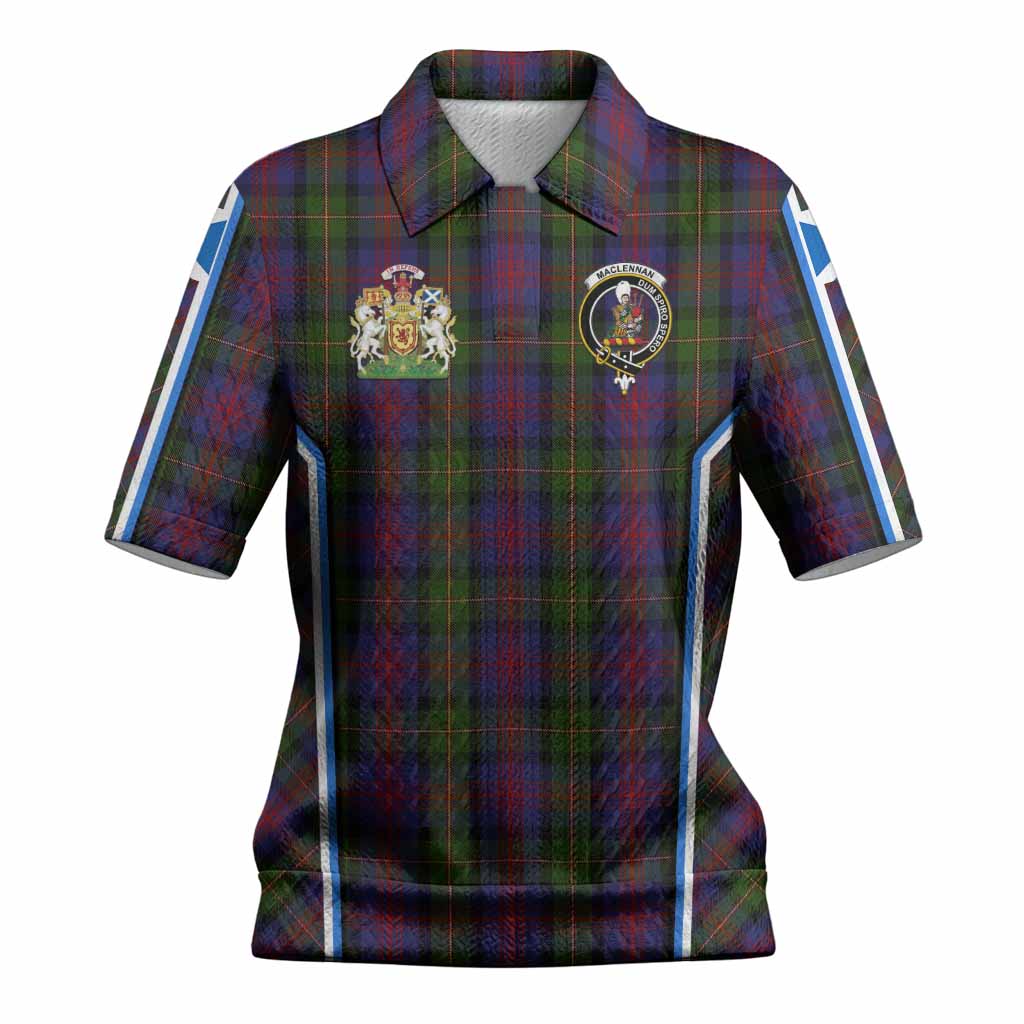 MacLennan (McLennan) Tartan Crest Women’s Polo Sweater Top Scotland Coat of Arm Flag Style