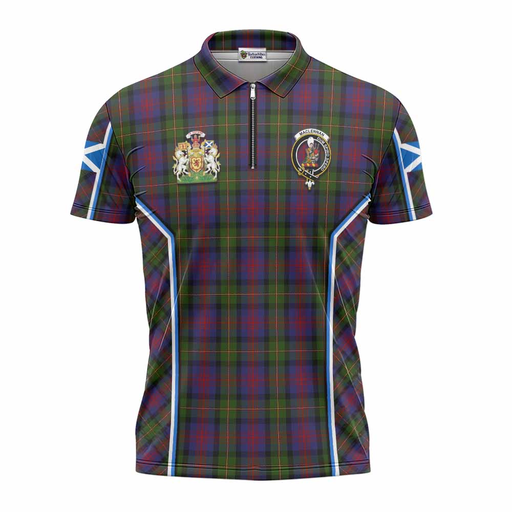 MacLennan (McLennan) Tartan Crest Zipper Polo Shirt Scotland Coat of Arm Flag Style - Tartan Vibes Clothing