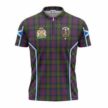 MacLennan (McLennan) Tartan Crest Zipper Polo Shirt Scotland Coat of Arm Flag Style