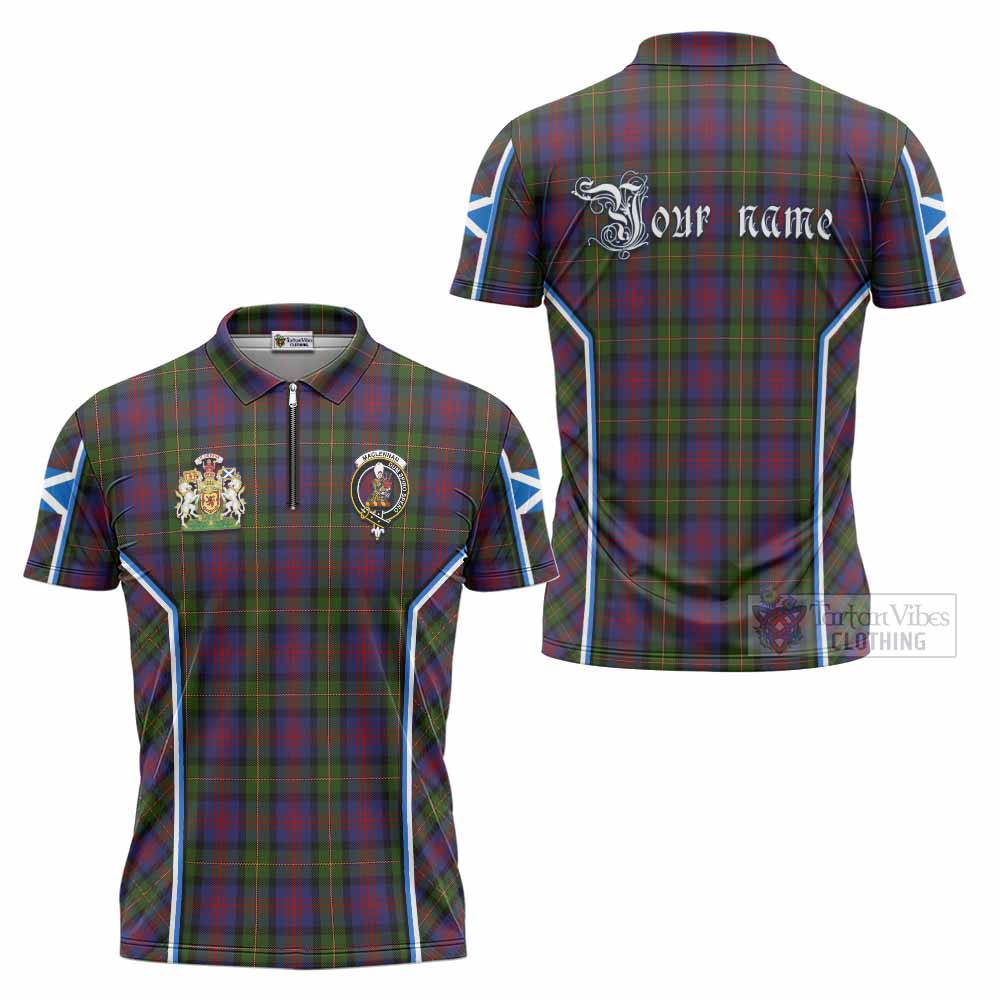 MacLennan (McLennan) Tartan Crest Zipper Polo Shirt Scotland Coat of Arm Flag Style - Tartan Vibes Clothing
