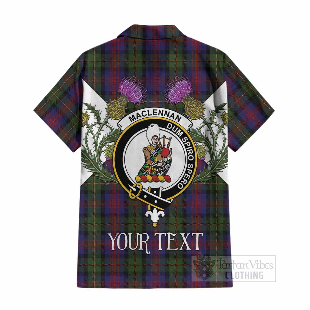 MacLennan (McLennan) Tartan Family Crest Cotton Hawaiian Shirt Scottish Burns Night Thistle Floral