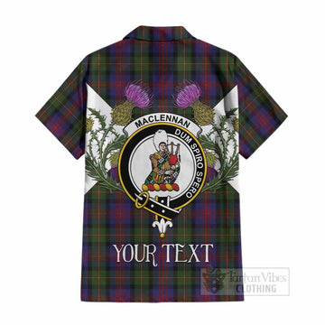 MacLennan (McLennan) Tartan Family Crest Cotton Hawaiian Shirt Scottish Burns Night Thistle Floral