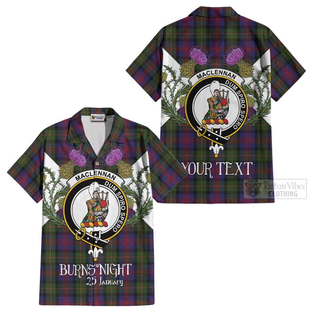MacLennan (McLennan) Tartan Family Crest Cotton Hawaiian Shirt Scottish Burns Night Thistle Floral
