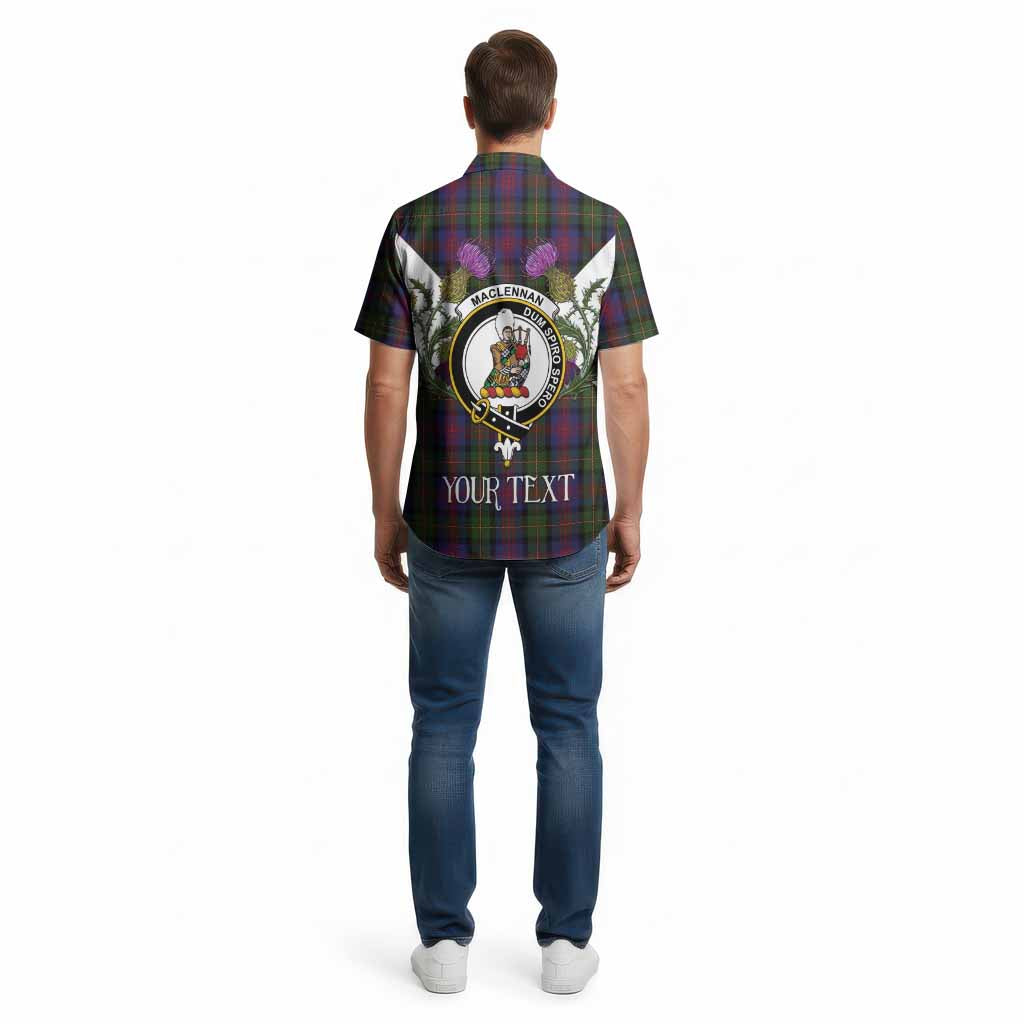 MacLennan (McLennan) Tartan Family Crest Cotton Hawaiian Shirt Scottish Burns Night Thistle Floral