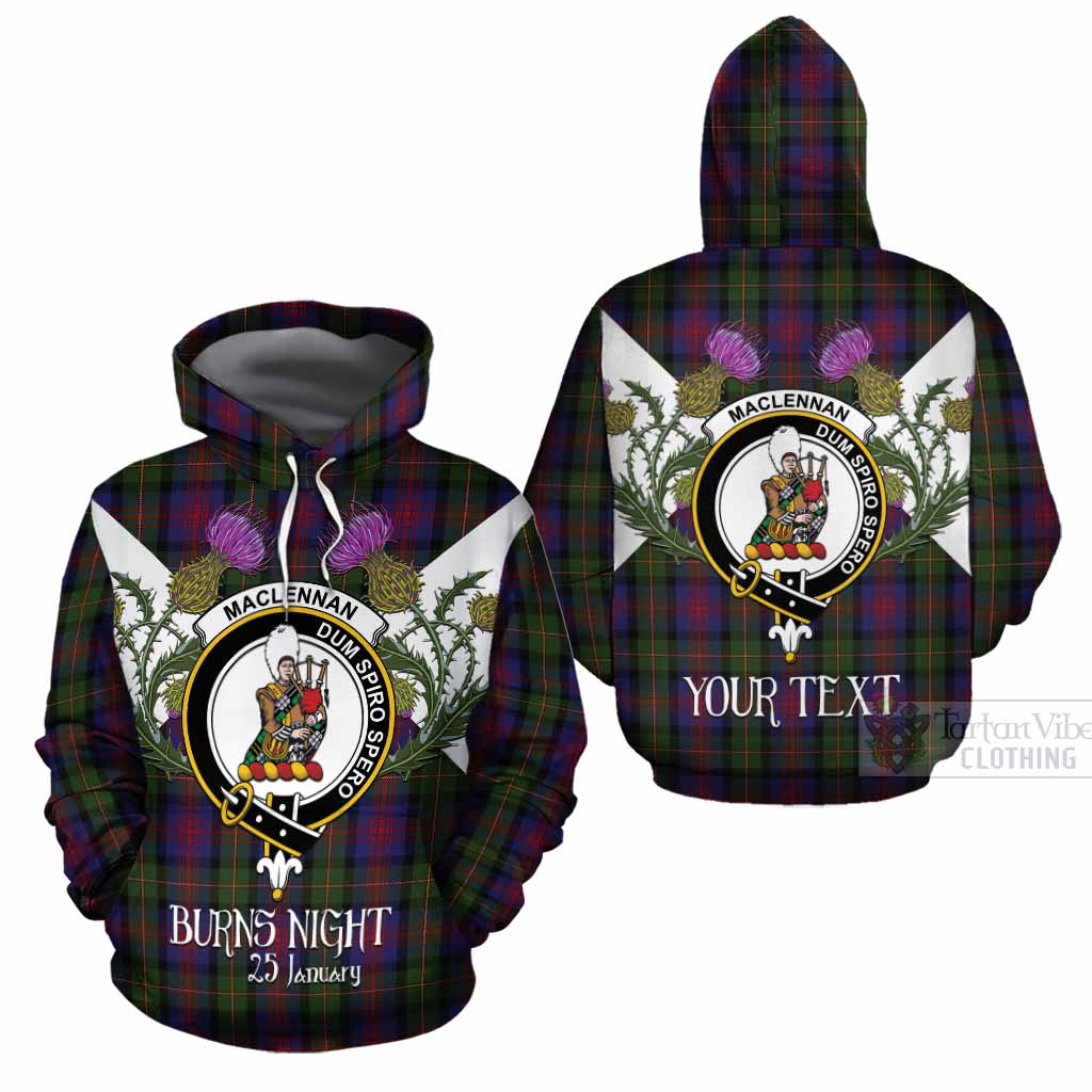 MacLennan (McLennan) Tartan Family Crest Cotton Hoodie Scottish Burns Night Thistle Floral