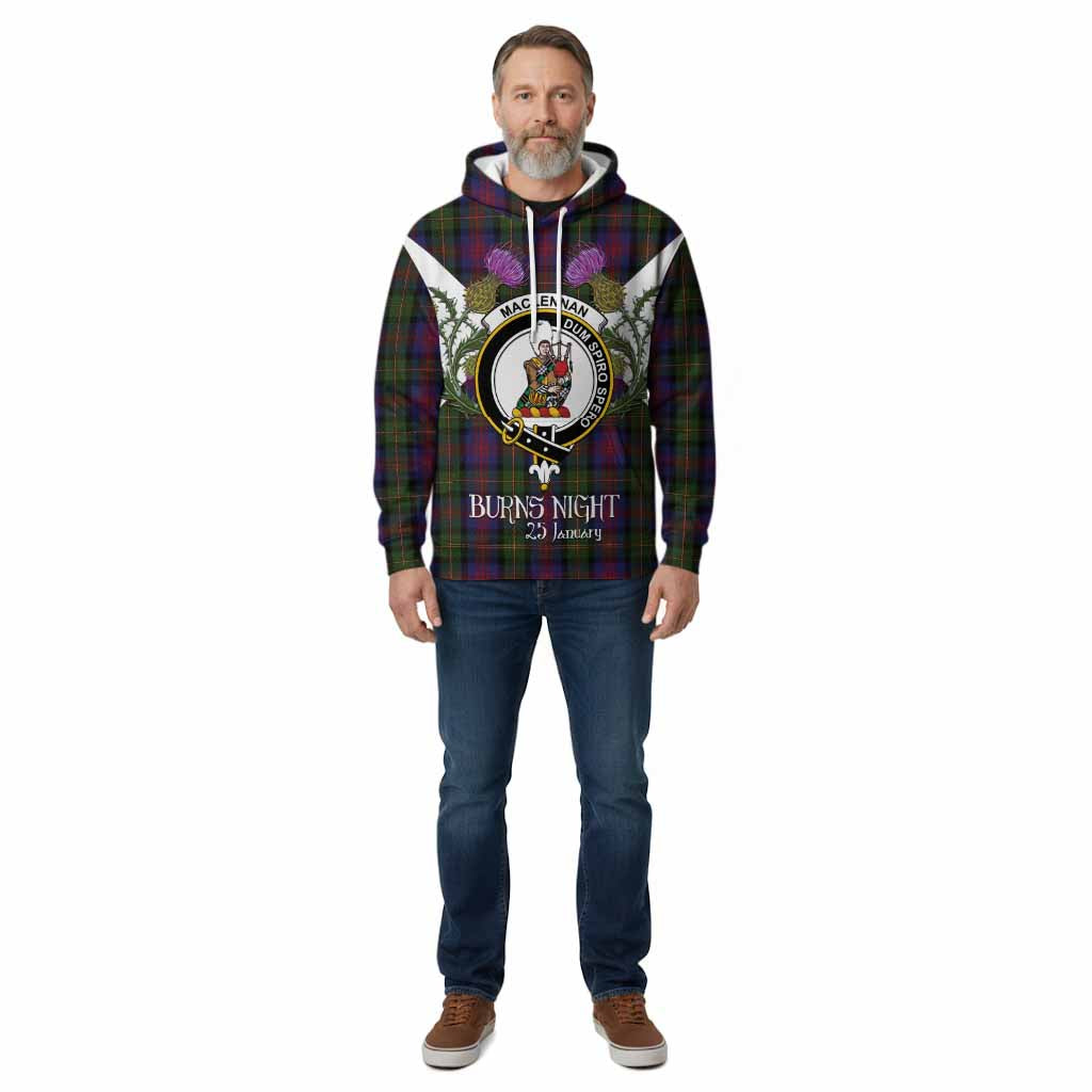 MacLennan (McLennan) Tartan Family Crest Cotton Hoodie Scottish Burns Night Thistle Floral