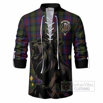 MacLennan (McLennan) Tartan Family Crest Ghillie Shirt Crowned Lion Roaring