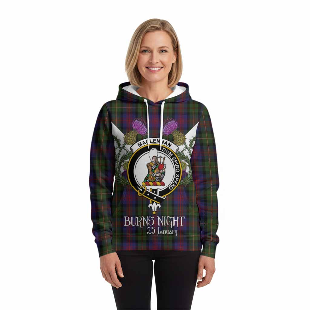 MacLennan (McLennan) Tartan Family Crest Hoodie Scottish Burns Night Thistle Floral