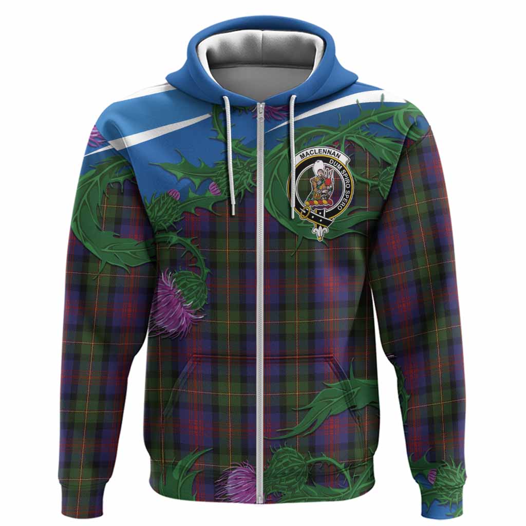 MacLennan (McLennan) Tartan Family Crest Hoodie Thistle in Minimalism