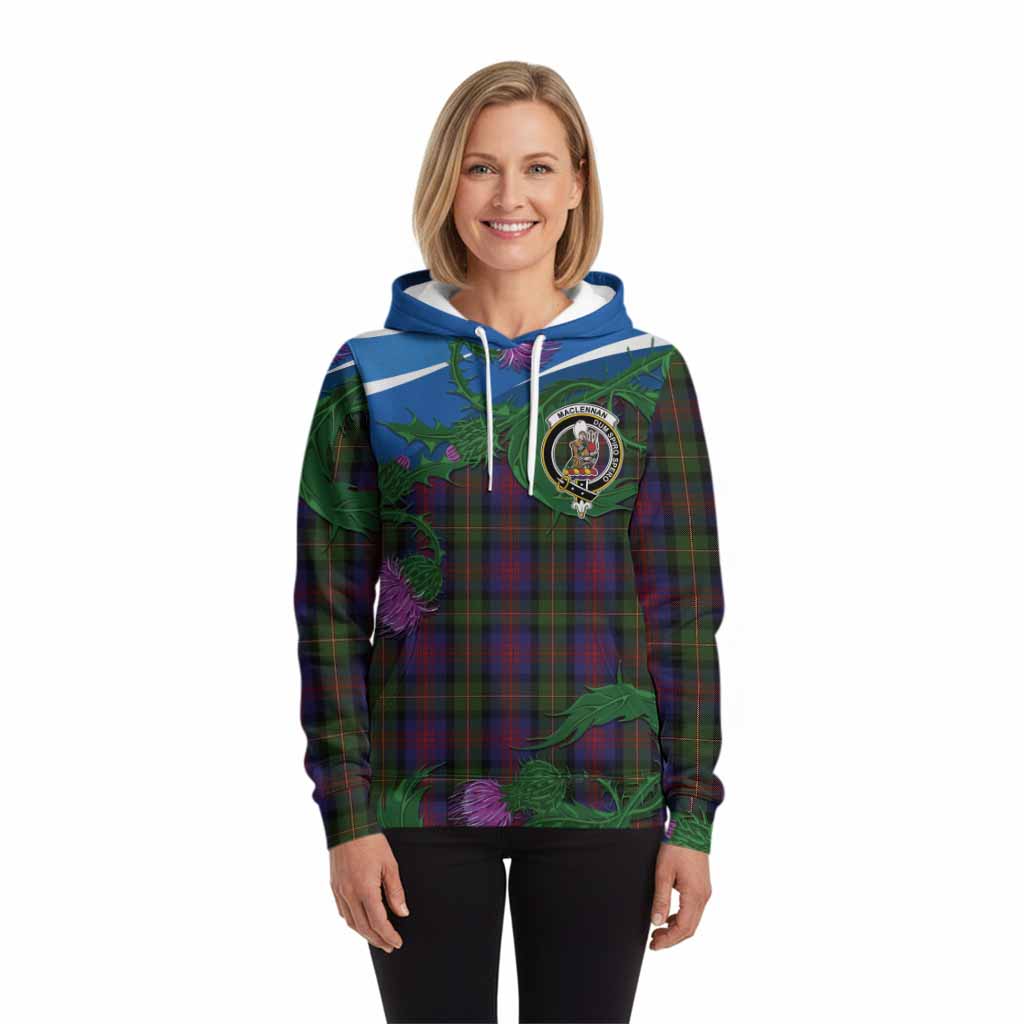 MacLennan (McLennan) Tartan Family Crest Hoodie Thistle in Minimalism