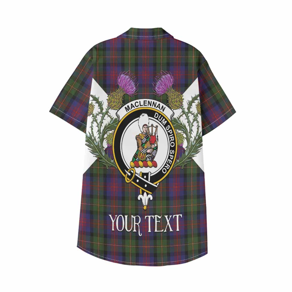 MacLennan (McLennan) Tartan Family Crest Kid Hawaiian Shirt Scottish Burns Night Thistle Floral