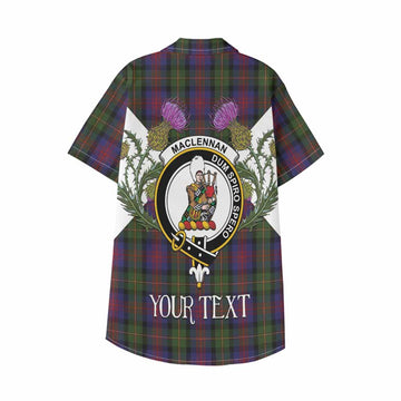 MacLennan (McLennan) Tartan Family Crest Kid Hawaiian Shirt Scottish Burns Night Thistle Floral