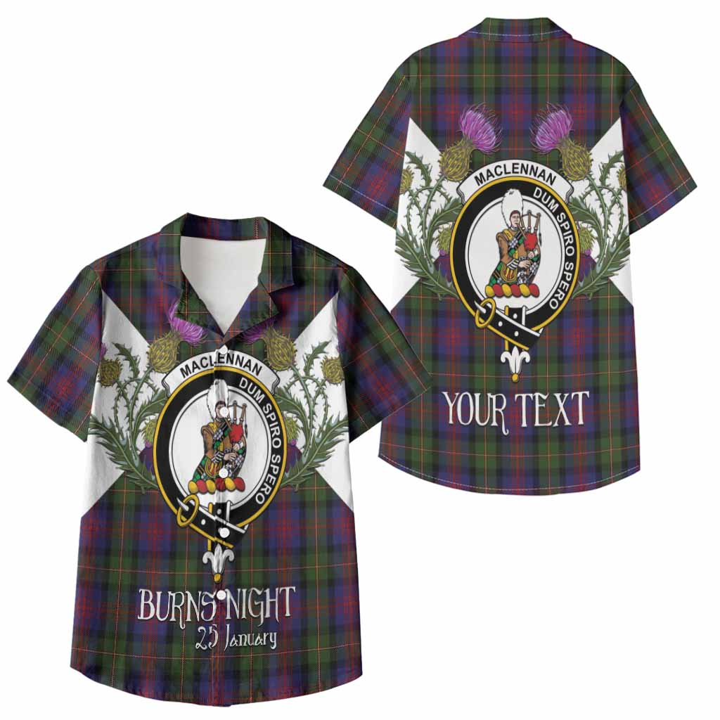 MacLennan (McLennan) Tartan Family Crest Kid Hawaiian Shirt Scottish Burns Night Thistle Floral