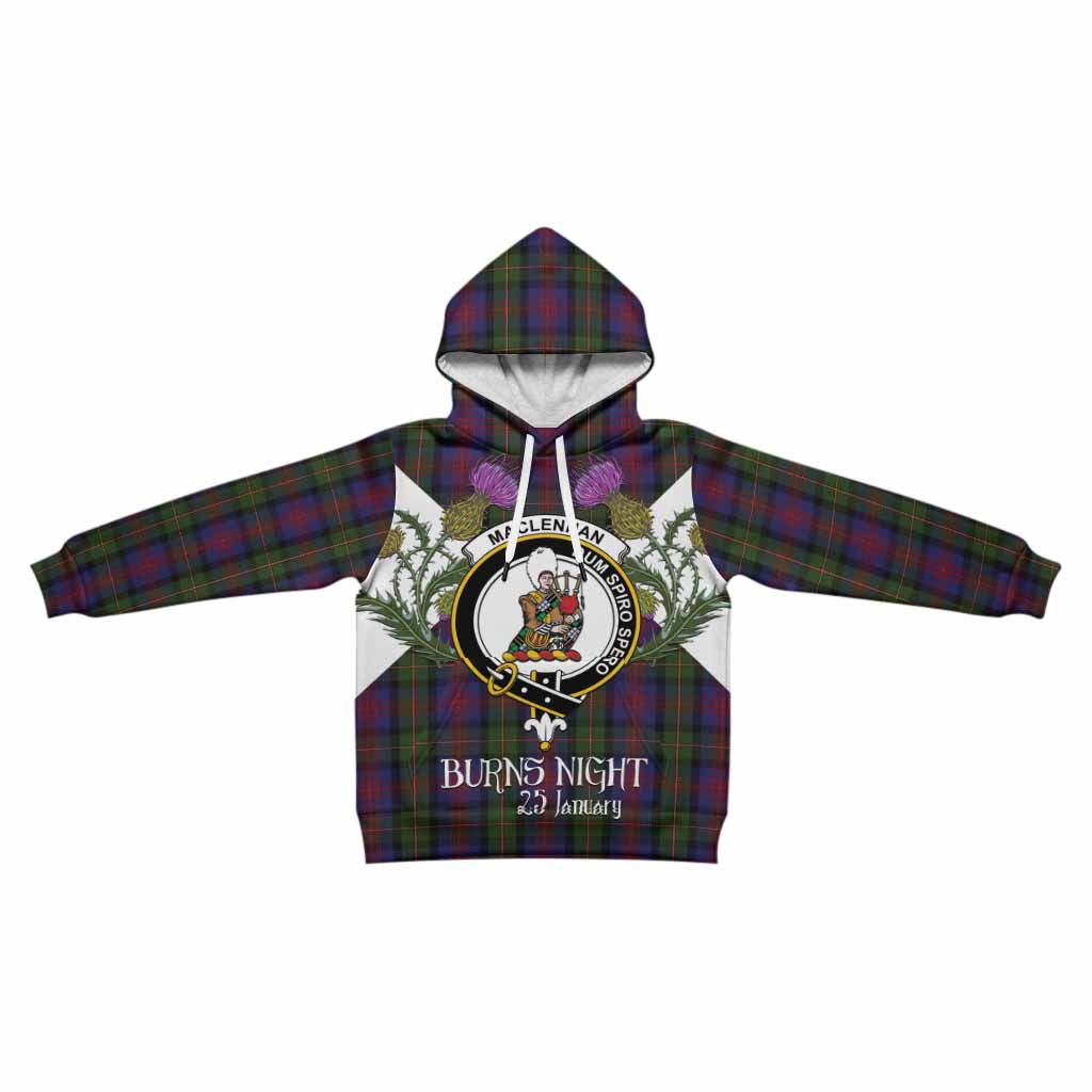 MacLennan (McLennan) Tartan Family Crest Kid Hoodie Scottish Burns Night Thistle Floral