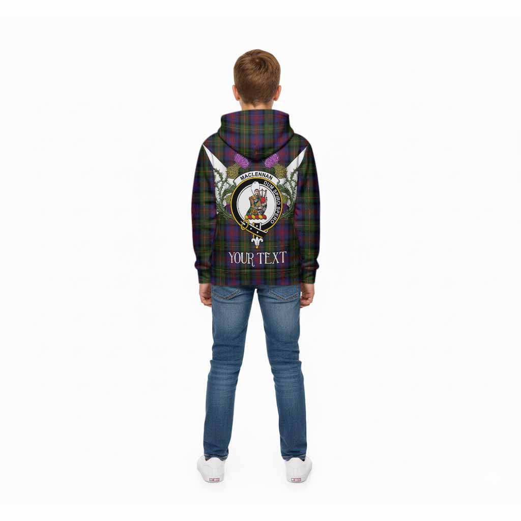 MacLennan (McLennan) Tartan Family Crest Kid Hoodie Scottish Burns Night Thistle Floral
