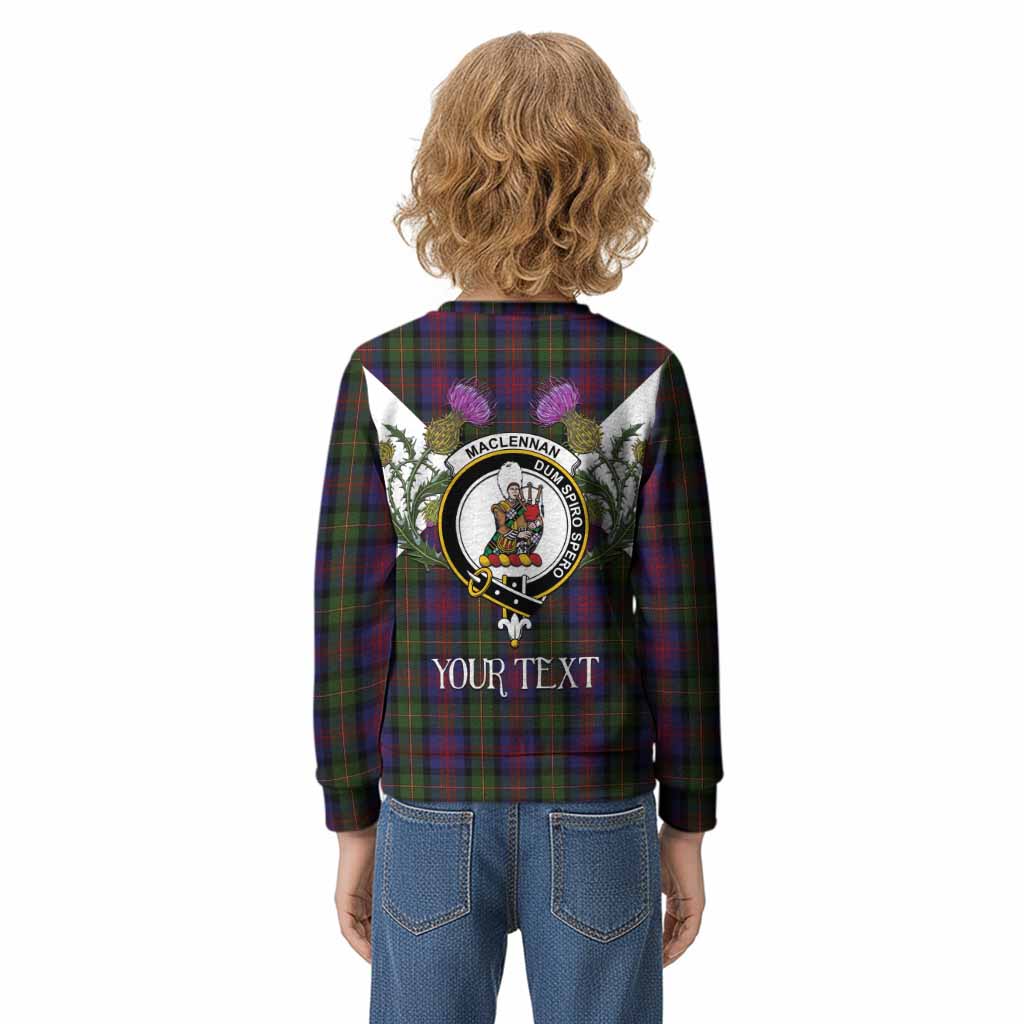 MacLennan (McLennan) Tartan Family Crest Kid Knitted Sweatshirt Scottish Burns Night Thistle Floral