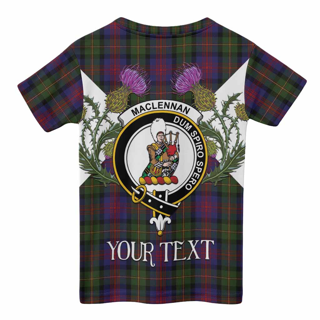 MacLennan (McLennan) Tartan Family Crest Kid T-shirt Scottish Burns Night Thistle Floral