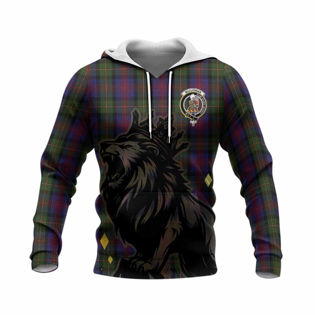 MacLennan (McLennan) Tartan Family Crest Knitted Hoodie Crowned Lion Roaring