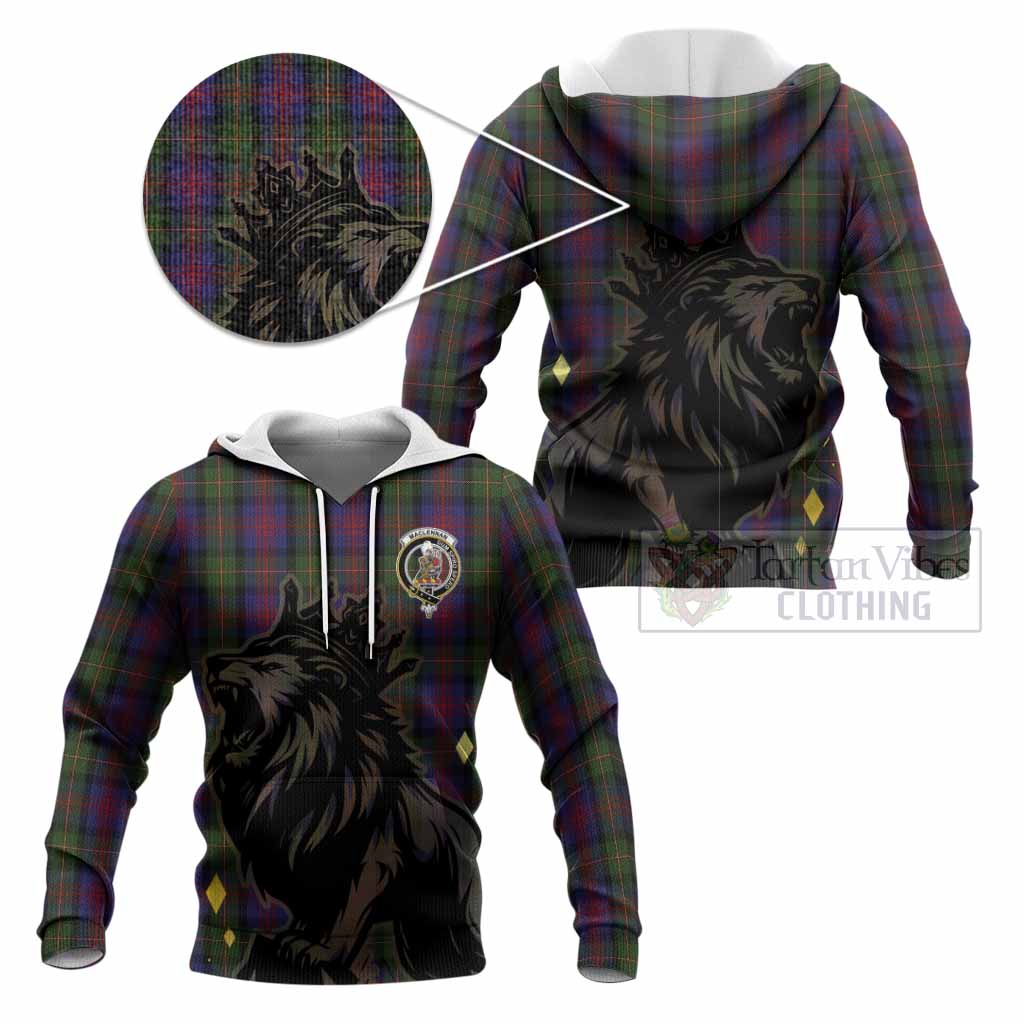 MacLennan (McLennan) Tartan Family Crest Knitted Hoodie Crowned Lion Roaring