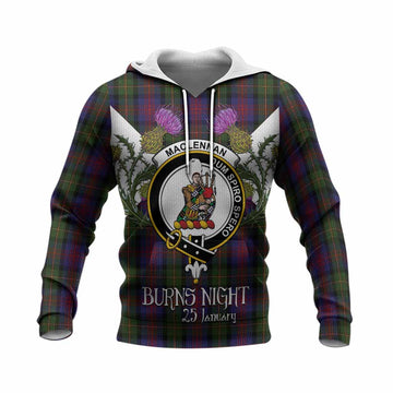 MacLennan (McLennan) Tartan Family Crest Knitted Hoodie Scottish Burns Night Thistle Floral