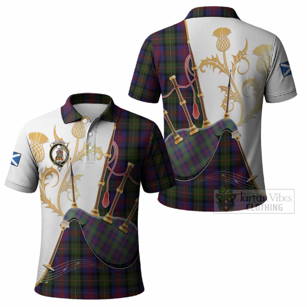 MacLennan (McLennan) Tartan Family Crest Polo Shirt Bagpipes with Scottish Thistle