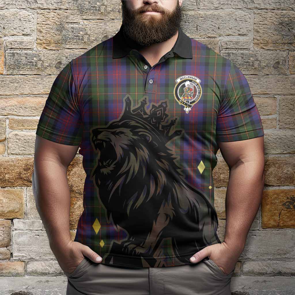 MacLennan (McLennan) Tartan Family Crest Polo Shirt Crowned Lion Roaring