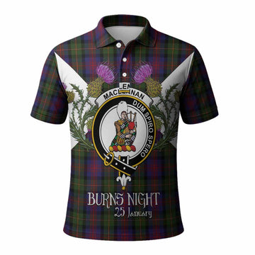 MacLennan (McLennan) Tartan Family Crest Polo Shirt Scottish Burns Night Thistle Floral