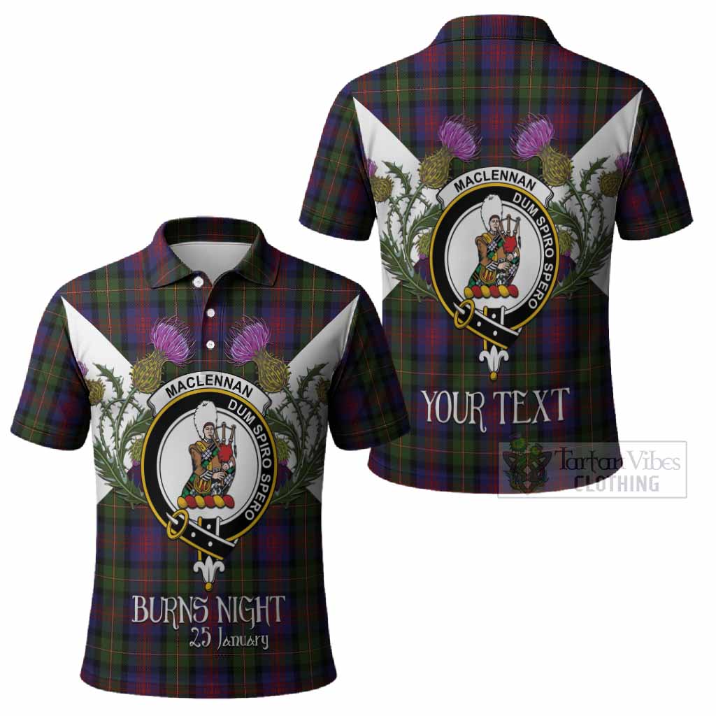MacLennan (McLennan) Tartan Family Crest Polo Shirt Scottish Burns Night Thistle Floral