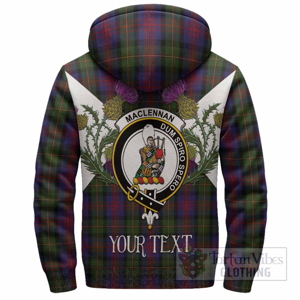 MacLennan (McLennan) Tartan Family Crest Sherpa Hoodie Scottish Burns Night Thistle Floral