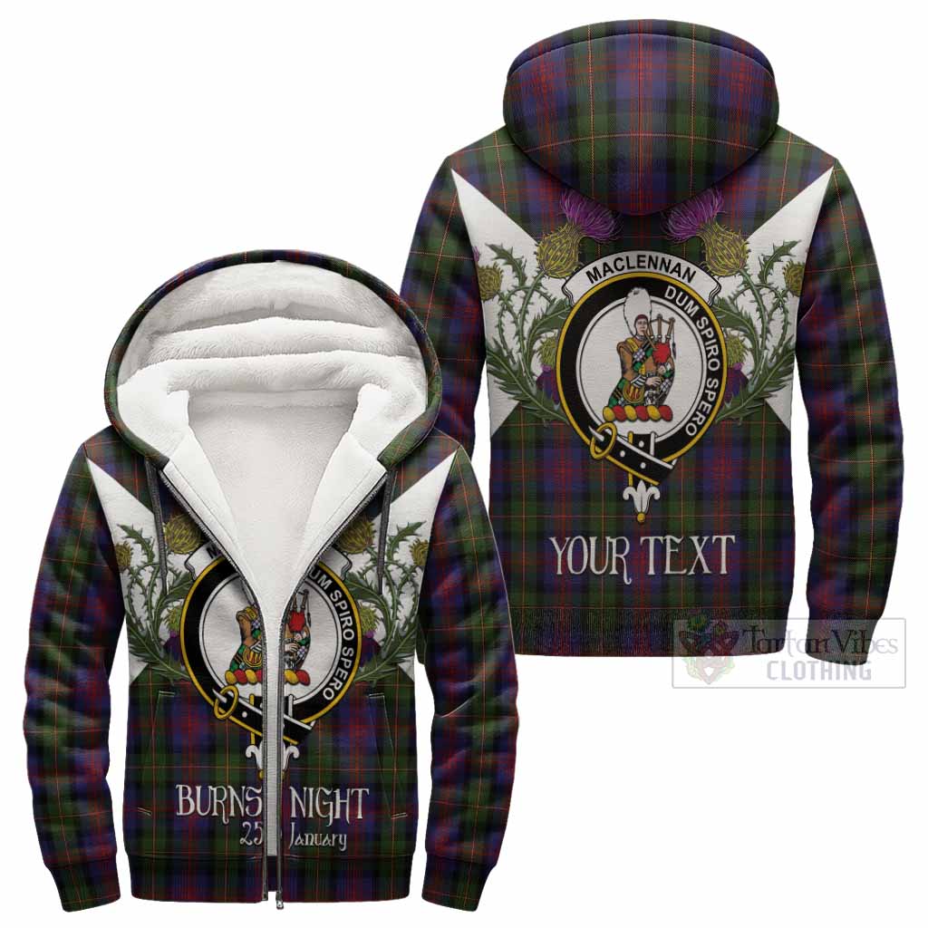 MacLennan (McLennan) Tartan Family Crest Sherpa Hoodie Scottish Burns Night Thistle Floral