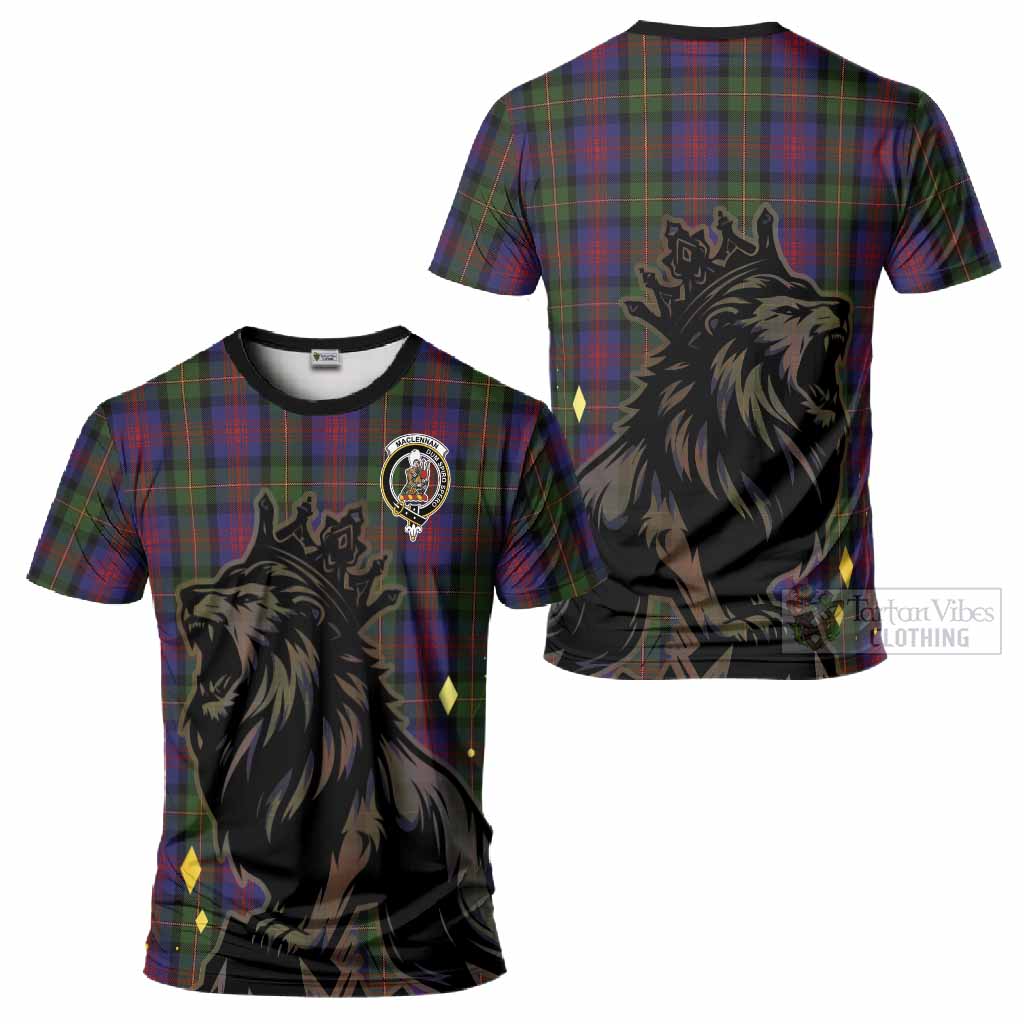 MacLennan (McLennan) Tartan Family Crest T-Shirt Crowned Lion Roaring