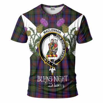 MacLennan (McLennan) Tartan Family Crest T-Shirt Scottish Burns Night Thistle Floral
