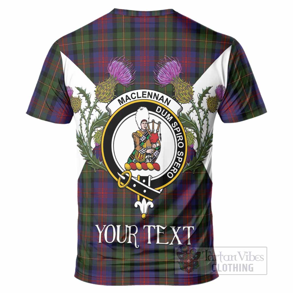 MacLennan (McLennan) Tartan Family Crest T-Shirt Scottish Burns Night Thistle Floral