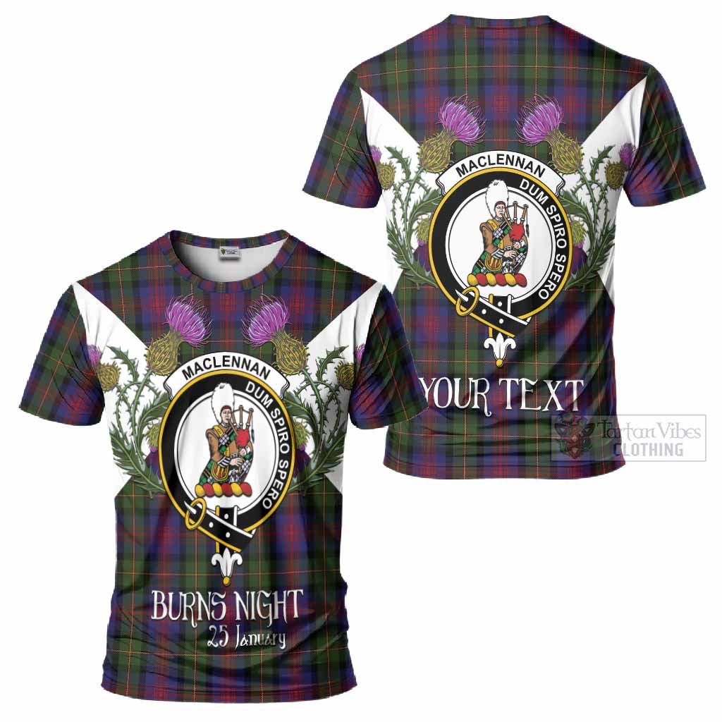 MacLennan (McLennan) Tartan Family Crest T-Shirt Scottish Burns Night Thistle Floral