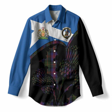 MacLennan (McLennan) Tartan Family Crest Women Casual Shirt Scotland Thistle Floral Flag Style
