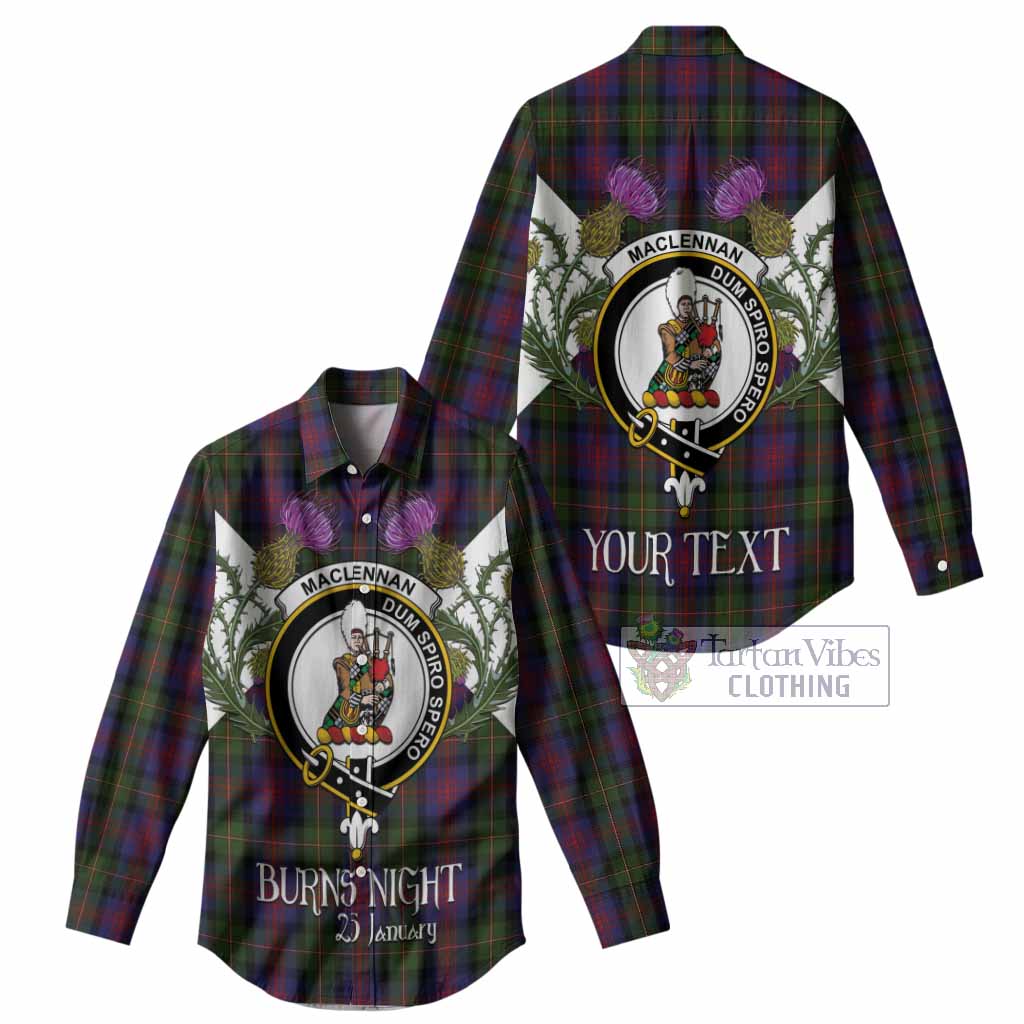 MacLennan (McLennan) Tartan Family Crest Women Casual Shirt Scottish Burns Night Thistle Floral
