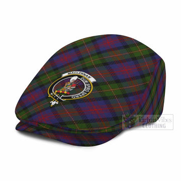 MacLennan (McLennan) Tartan Flat Cap, Jeff Cap Cross Style with Family Crest