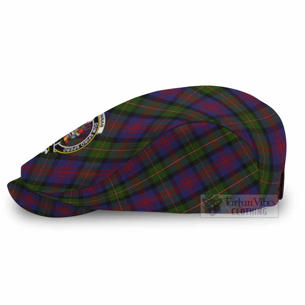 MacLennan (McLennan) Tartan Flat Cap, Jeff Cap Cross Style with Family Crest - Tartan Vibes Clothing