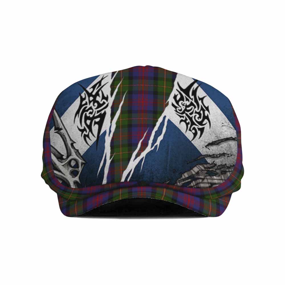 MacLennan (McLennan) Tartan Flat Cap, Jeff Cap Scotland Flag Ripped Tribal Design