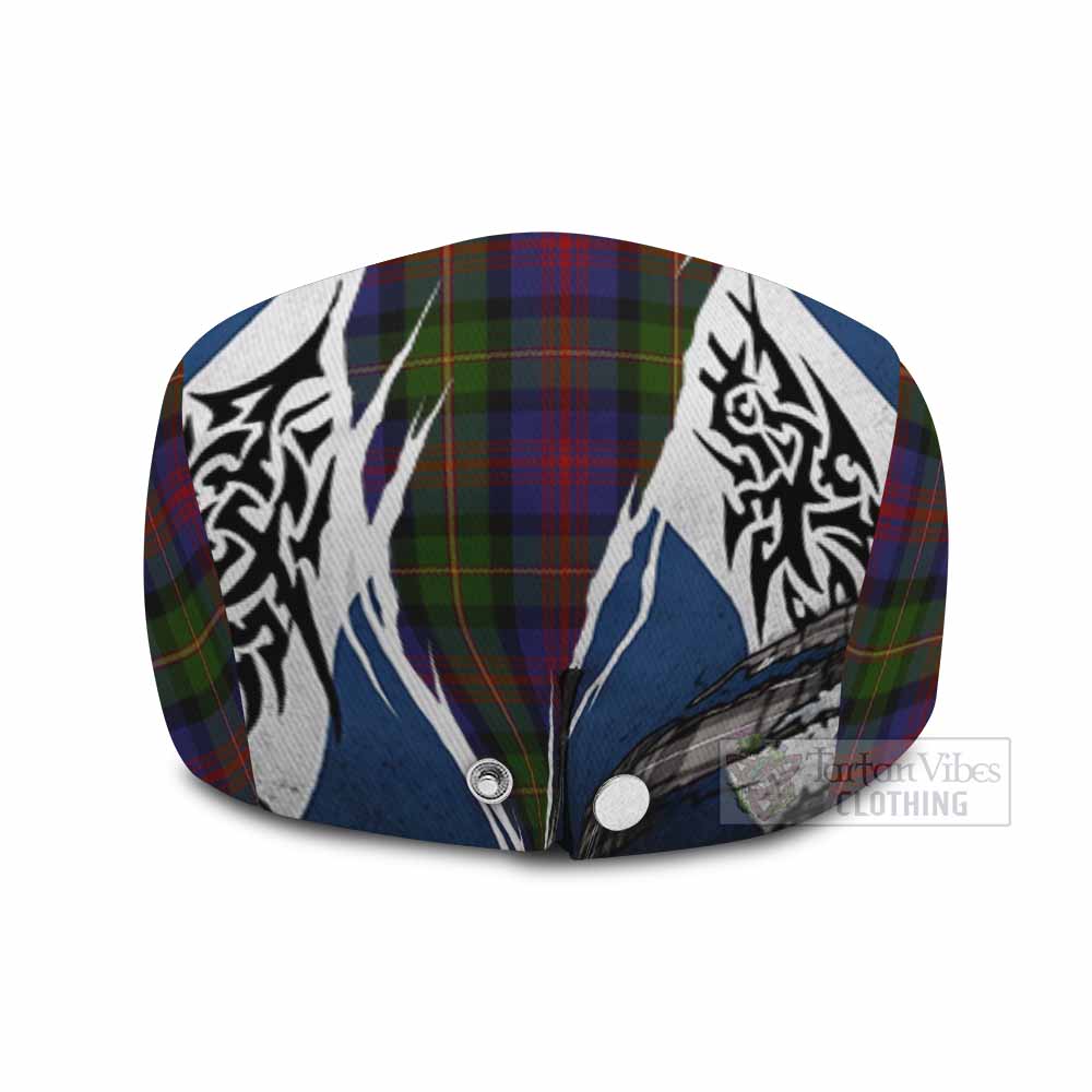 MacLennan (McLennan) Tartan Flat Cap, Jeff Cap Scotland Flag Ripped Tribal Design