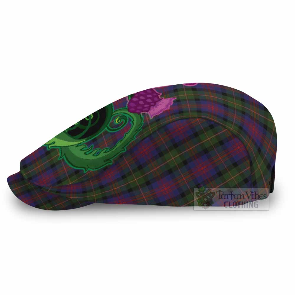 MacLennan (McLennan) Tartan Flat Cap, Jeff Cap Traditional Scottish Thistle