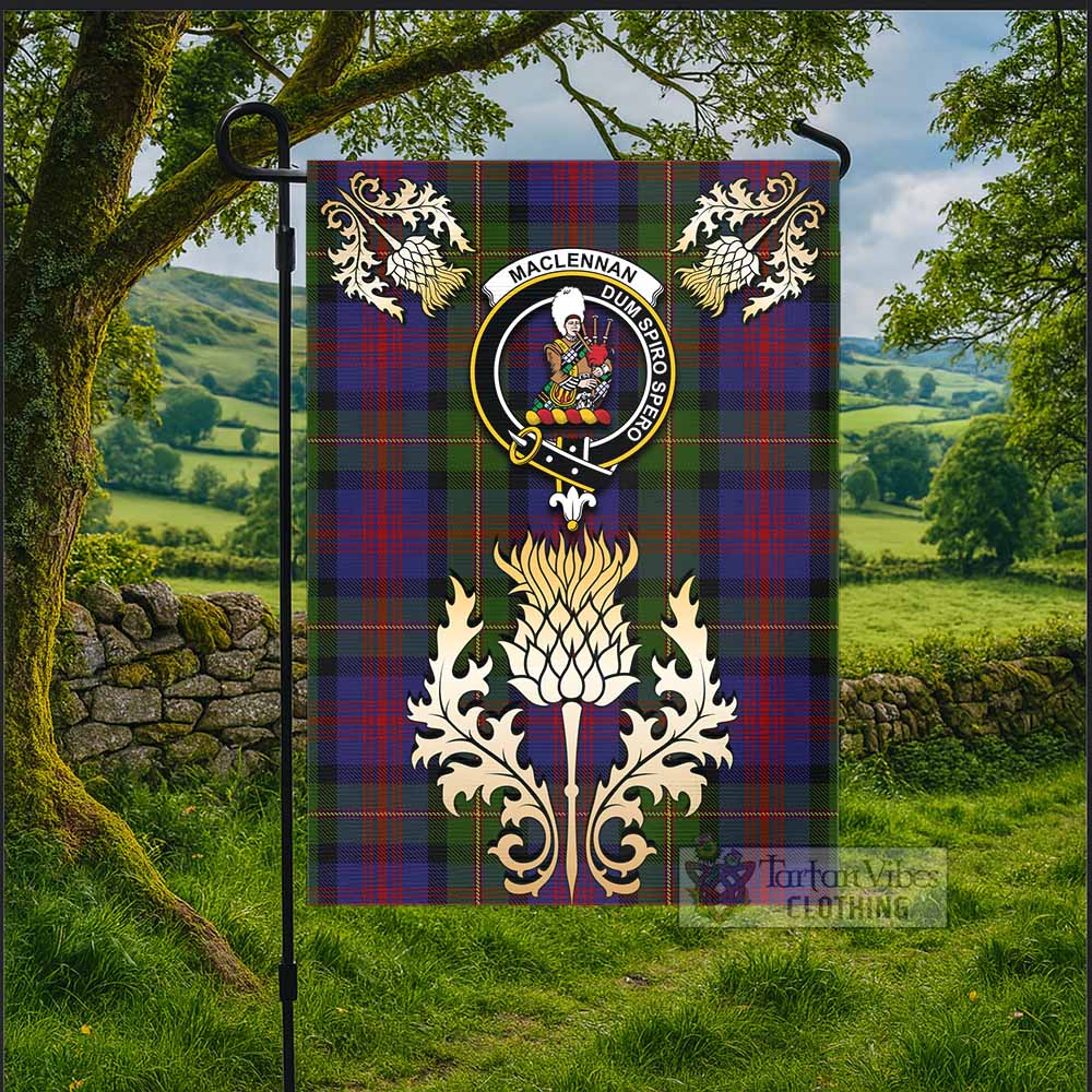 MacLennan (McLennan) Tartan Garden Flag with Golden Regal Scottish Thistle Emblem