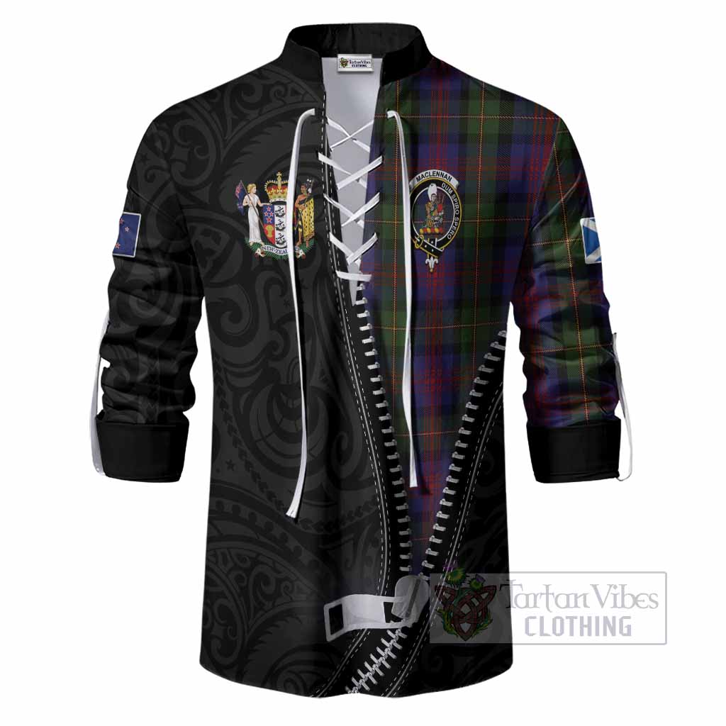 MacLennan (McLennan) Tartan Ghillie Shirt New Zealand Pattern Unique Zipper Stylized