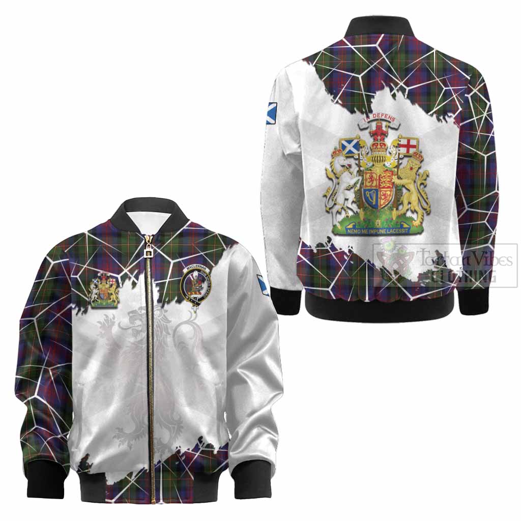MacLennan (McLennan) Tartan Kid Bomber Jacket with Family Crest and Lion Rampant Grunge Style