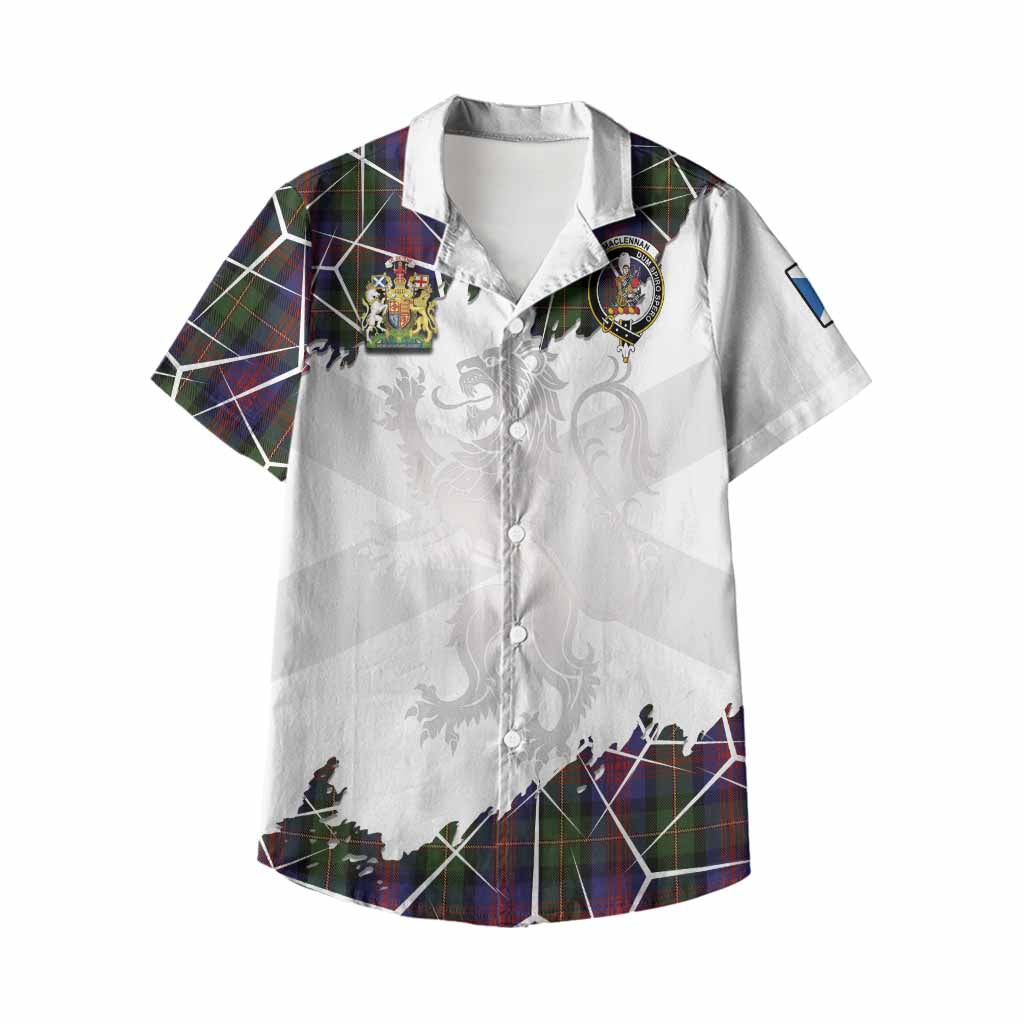 MacLennan (McLennan) Tartan Kid Hawaiian Shirt with Family Crest and Lion Rampant Grunge Style