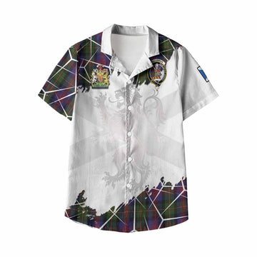 MacLennan (McLennan) Tartan Kid Hawaiian Shirt with Family Crest and Lion Rampant Grunge Style