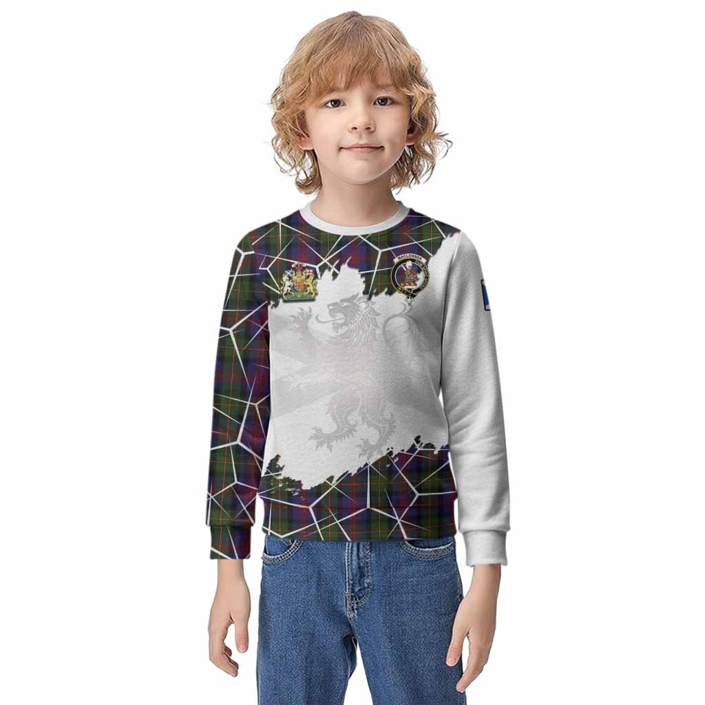 MacLennan (McLennan) Tartan Kid Knitted Sweatshirt with Family Crest and Lion Rampant Grunge Style