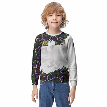 MacLennan (McLennan) Tartan Kid Knitted Sweatshirt with Family Crest and Lion Rampant Grunge Style