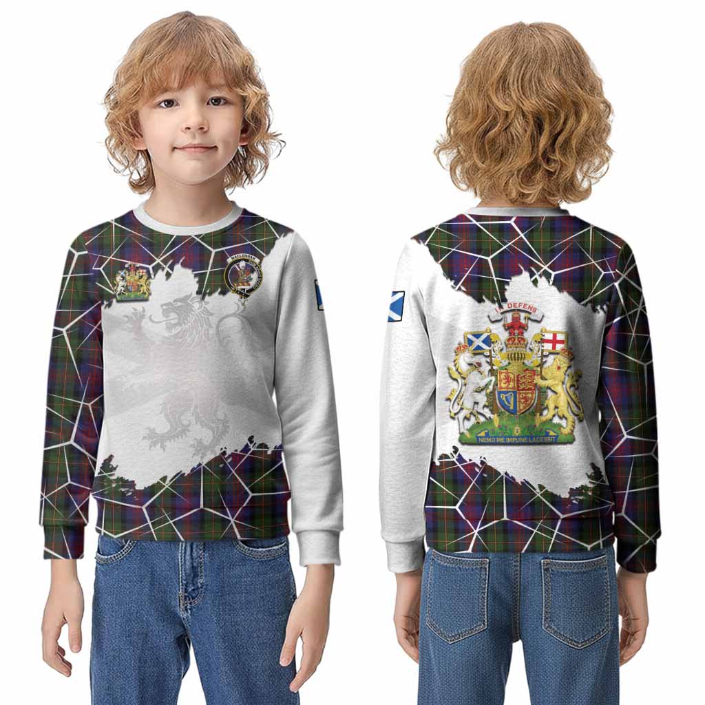 MacLennan (McLennan) Tartan Kid Knitted Sweatshirt with Family Crest and Lion Rampant Grunge Style