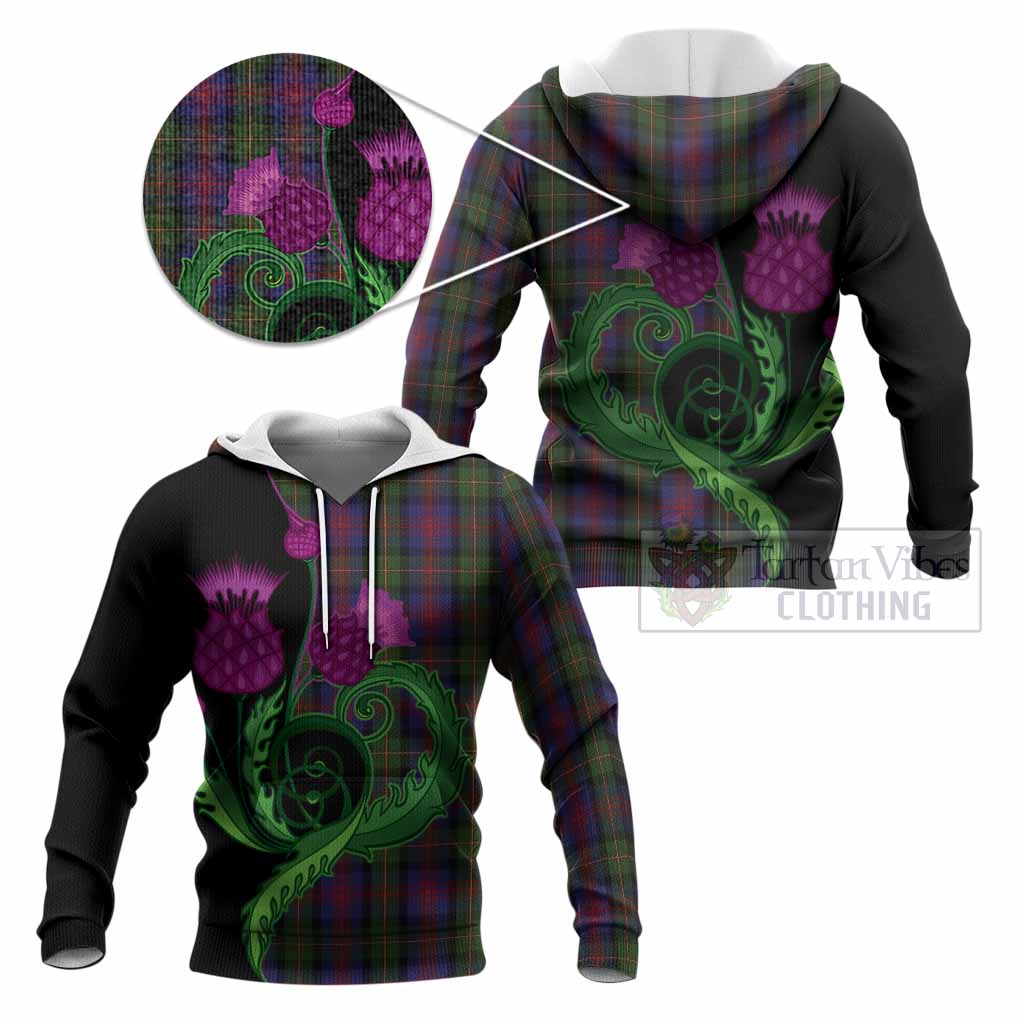 MacLennan (McLennan) Tartan Knitted Hoodie Traditional Scottish Thistle